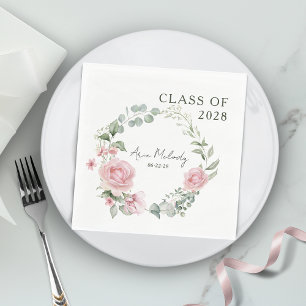 Moderne Roze Rozen Script Afstudeerklas Servet