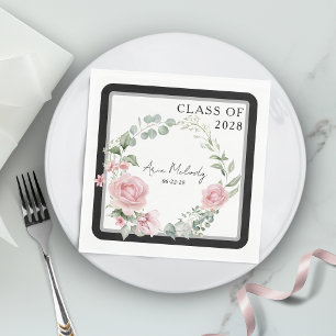Moderne Roze Rozen Script Afstudeerklas Servet