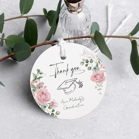 Moderne Roze Rozen Script Afstudeerproject Bedankjes Labels