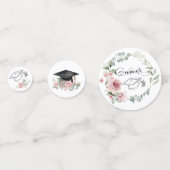 Moderne Roze Rozen Script Afstuderen Confetti (Voorkanten)