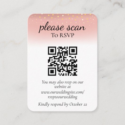 Moderne roze RSVP met QR-code Informatiekaartje (Voorkant)