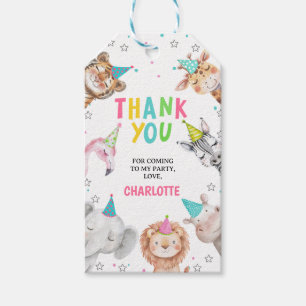 Moderne Roze Safari Party Dieren Verjaardagscadeau Cadeaulabel