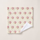 Moderne  Roze Schelpen op Beige Cream Bad Handdoek (Wasdoekje)