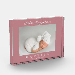 Moderne Roze Schrift Doop Fotoblokken