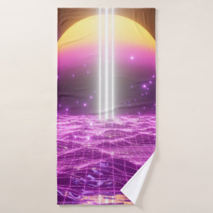 Moderne roze Sci Fi pop art scene3 Badhanddoek