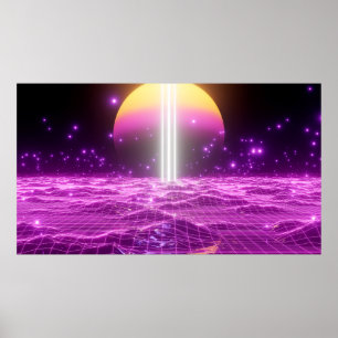 Moderne roze Sci Fi pop art scene3 Poster