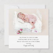 Moderne Roze Script Baby Foto Bedankt (Achterkant)