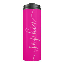 Moderne Roze Script Naam Thermische Tumbler Thermosbeker