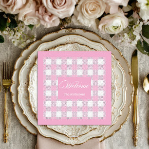 Moderne Roze Servetten Persoonlijk Geruit Accent