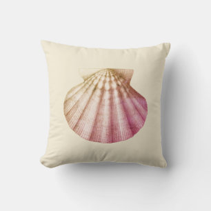 Moderne Roze Shell op Cream Beige Kussen