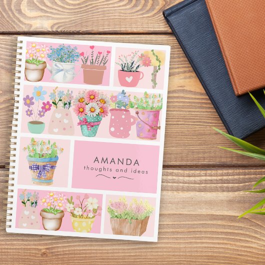 moderne roze sierlijke bloempotten planner