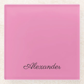 Moderne roze sjabloon, zwart script glazen onderzetter