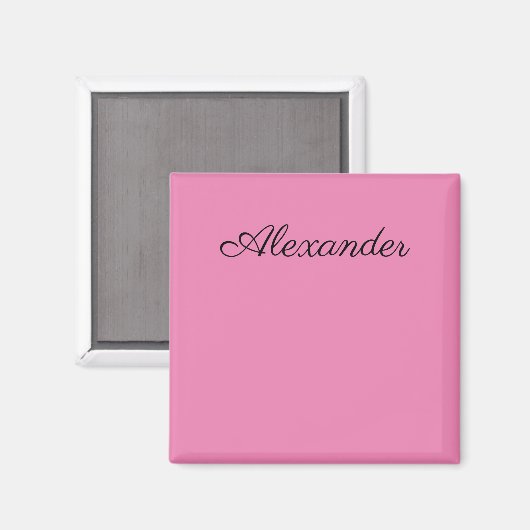 Moderne roze sjabloon, zwart script magneet (Voorkant / Achterkant)
