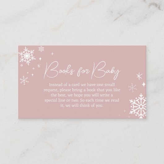 Moderne Roze Sneeuwvlokken Baby shower Boeken voor Informatiekaartje (Voorkant)