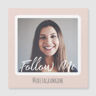 Moderne roze sociale media volgen me Foto Magnet