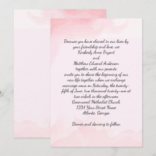 Moderne roze splash achtergrond bruiloft uitnodigi kaart
