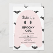 Moderne roze spook Halloween 1e verjaardag Kaart (Voorkant)