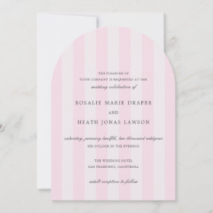 Moderne roze strepen elegante trouw kaart