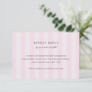 Moderne roze strepen Elegante trouw-RSVP kaart