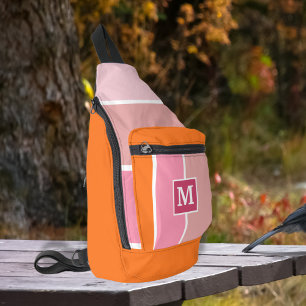 Moderne roze strepen met Monogram Sling Bag