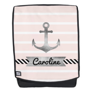 Moderne roze strepen Waterverf Anchor Aangepast Rugtassen