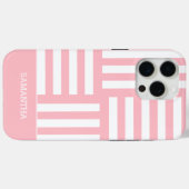 Moderne Roze Strepen Wit Custom Name Simple Chic Case-Mate iPhone Case (Achterkant (horizontaal))