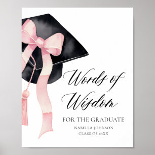 Moderne Roze Strik Afstudeerfeest Advies Woorden v Poster