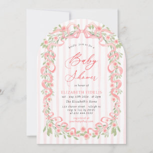 Moderne Roze Strik Bloemrozen Boog Baby Shower Kaart