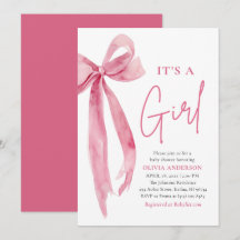 Moderne Roze Strik 'Het is een Meisje' Baby Shower