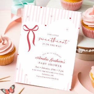 Moderne Roze Strik Kleine Liefje Baby Shower Kaart
