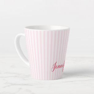 Moderne roze stripes Elegant Typografie Aangepaste Latte Mok