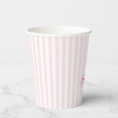 Moderne roze stripes Elegant Typografie Monogramed Papieren Bekers (Voorkant)