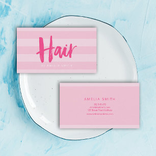 Moderne roze stripes penseelhaar Salon Visitekaartje