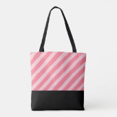 Moderne roze strips met elegant monogram draagtas (Achterkant)