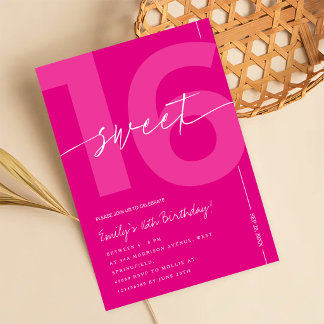 Moderne Roze Sweet 16e Verjaardag Kaart