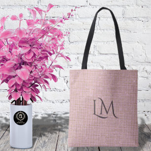Moderne Roze Taupe Monogram Glitter Detail Draagtas