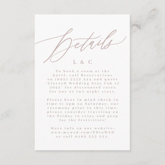 Moderne roze taupe & White Simple Monogram Weddens RSVP Kaartje (Voorkant)