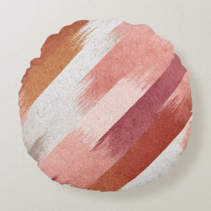 Moderne Roze Terracotta Kwaststreek Patroon Rond Kussen