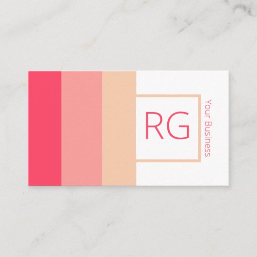 Moderne roze tinten monogrammed Personalized Visitekaartje (Voorkant)