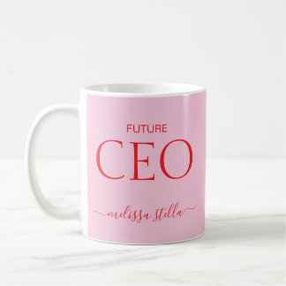 Moderne Roze Toekomstige CEO Naam | Meisjesachtig Koffiemok