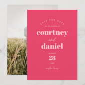 Moderne roze trendy foto Bewaar de datum Save The Date (Voorkant / Achterkant)