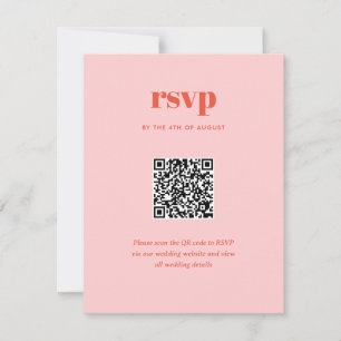 Moderne Roze Trendy Mix Match Wedding QR Code RSVP Kaartje