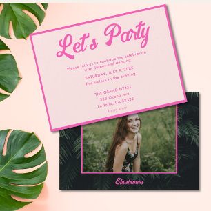 Moderne Roze Tropische Bat Mitzvah Feest Uitnodigi Kaart