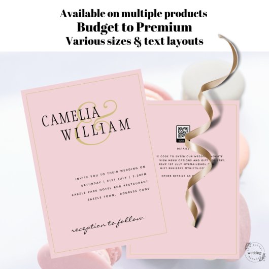 Moderne Roze Trouw Uitnodiging