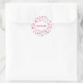 Moderne roze tuin Boho bewaar de datum Ronde Sticker (Tas)