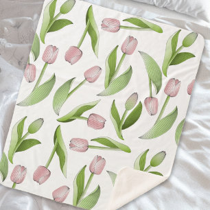 Moderne Roze Tulp Sherpa Deken