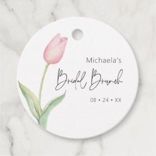 Moderne Roze Tulp Solo Bruids Brunch Bedankjes Labels