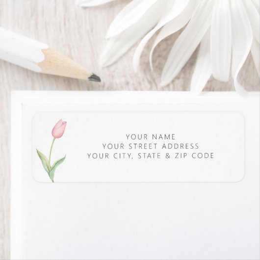 Moderne Roze Tulp Solo Bruidsjurk Shower Register Etiket (Insitu)