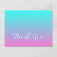 Moderne roze turquoise ombre bruiloft Dank u