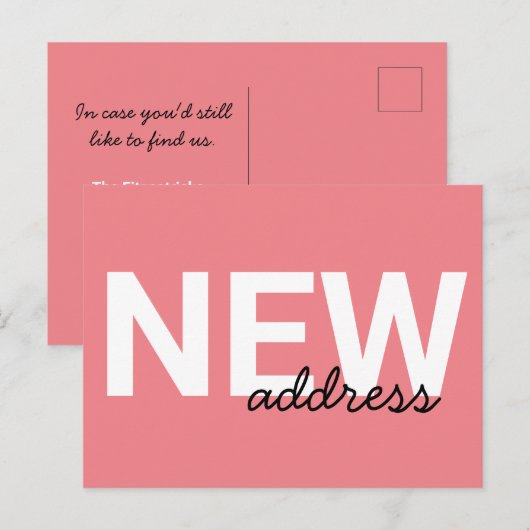 Moderne roze Typografie Bewegende Aankondiging Briefkaart (Voorkant / Achterkant)